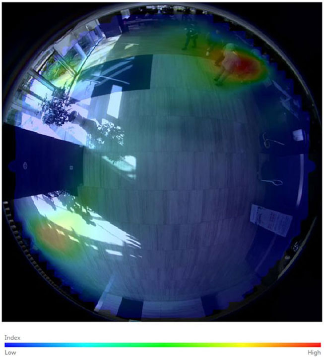 Пример тепловой карты, полученной с помощью камеры, имеющей объектив «рыбий глаз»
